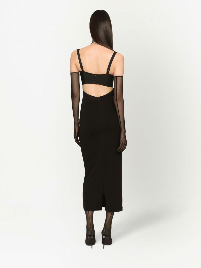 X Kim Kardashian Black Corset-bodice Midi Dress