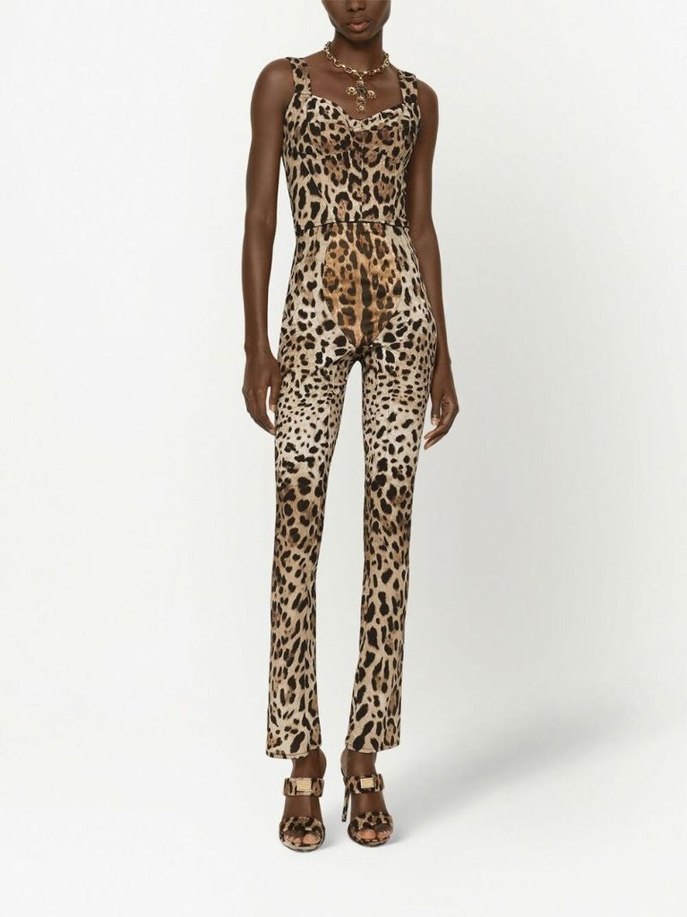 Brown Leopard Print Cropped Top