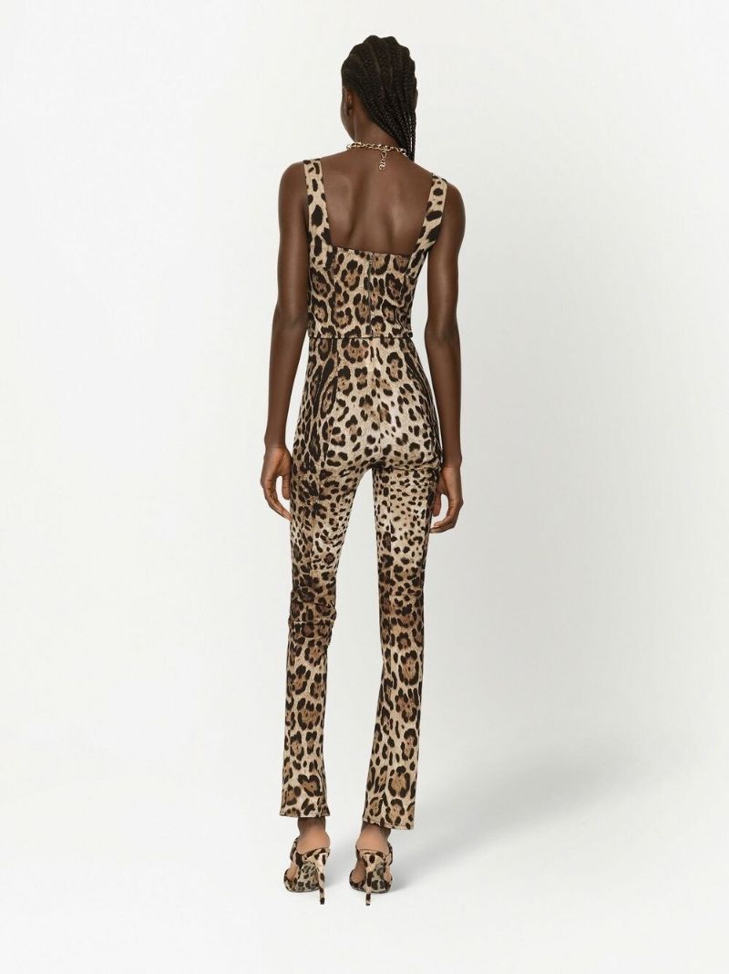 Brown Leopard Print Cropped Top