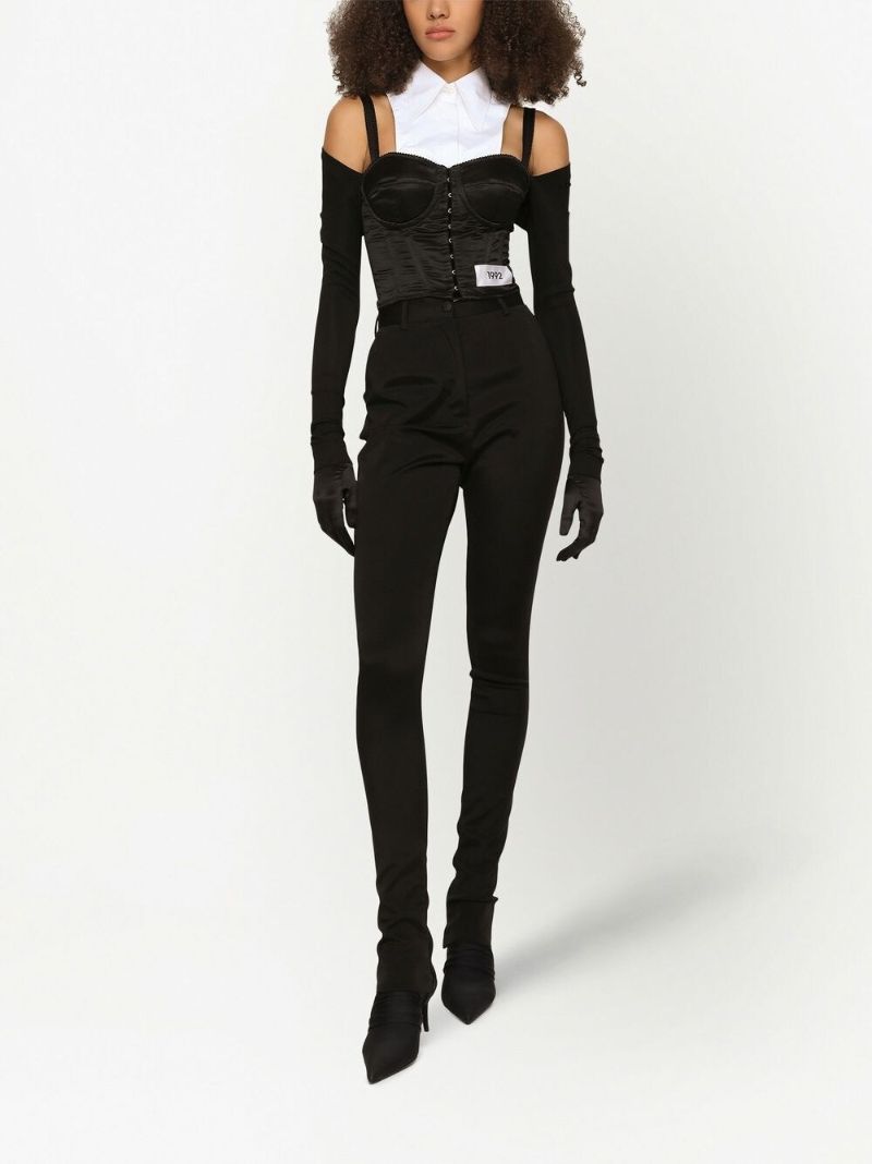 Black High Waisted Skinny-cut Trousers
