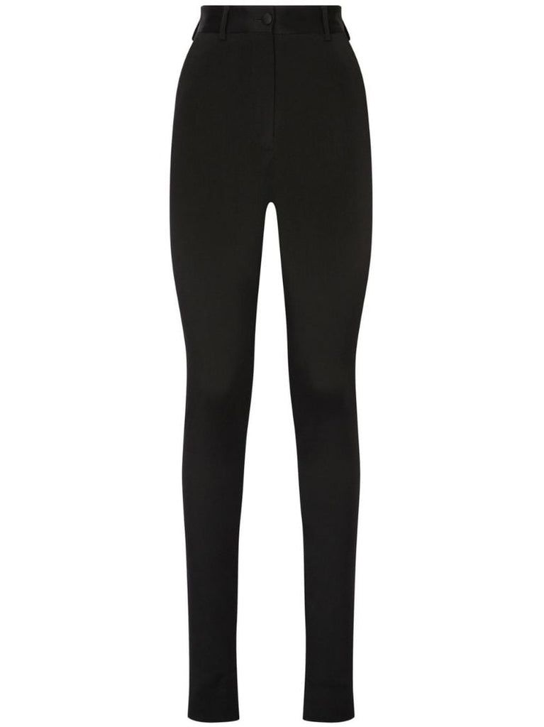 Black High Waisted Skinny-cut Trousers