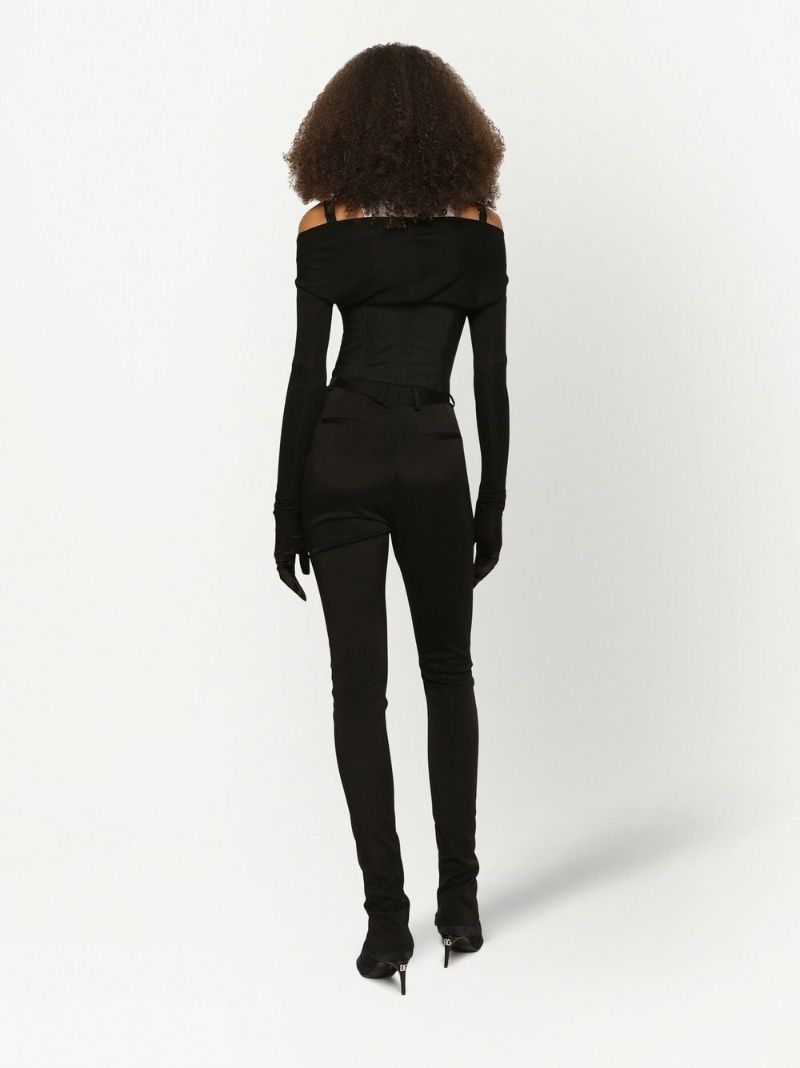 Black High Waisted Skinny-cut Trousers