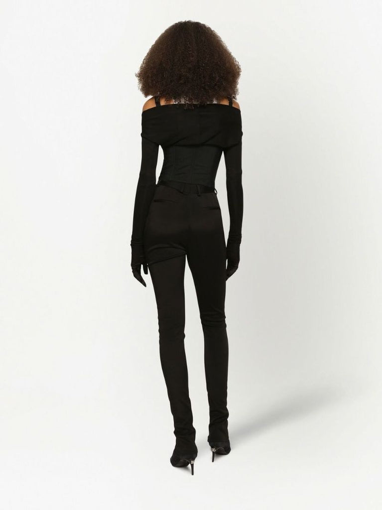 Black High Waisted Skinny-cut Trousers
