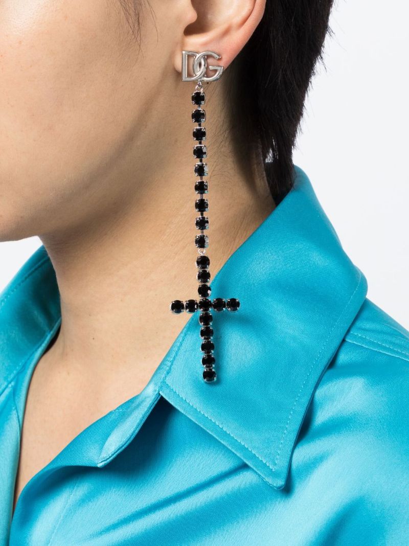 X Kim Kardashian Black Cross Pendant Drop Earring