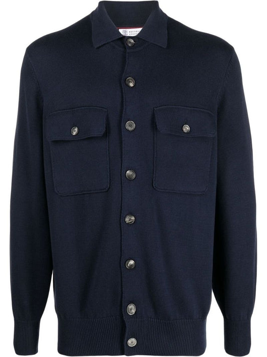 Blue Button-up Fitted Overshirt