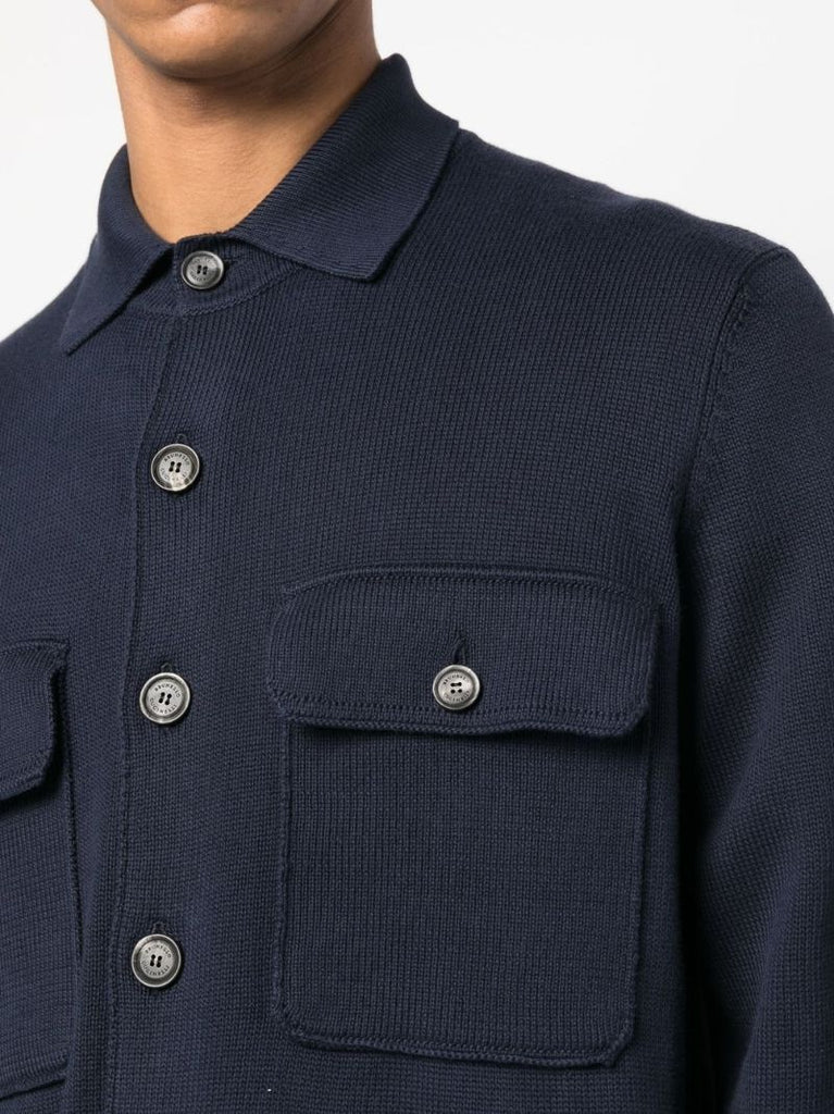 Blue Button-up Fitted Overshirt