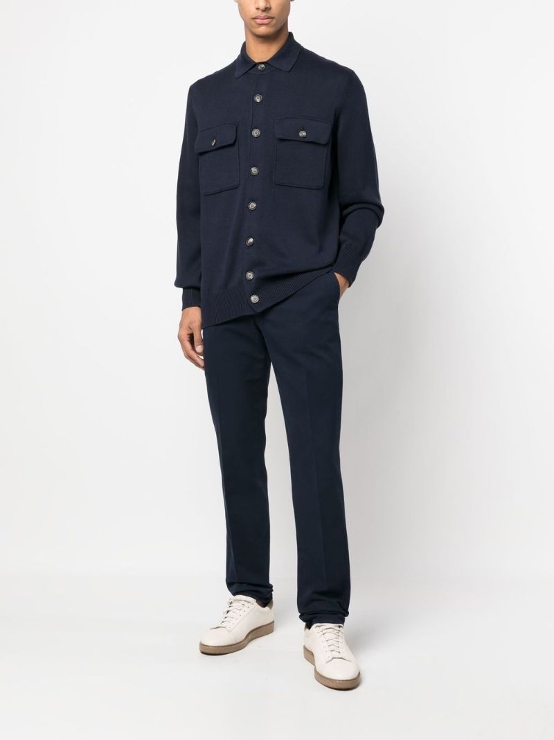 Blue Button-up Fitted Overshirt