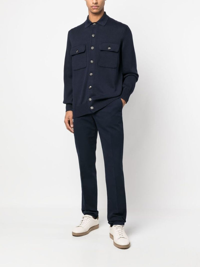 Blue Button-up Fitted Overshirt