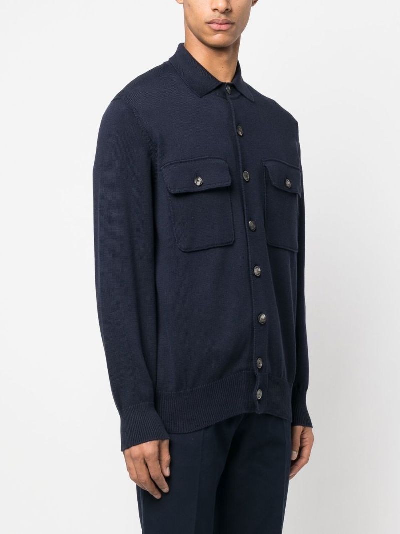 Blue Button-up Fitted Overshirt