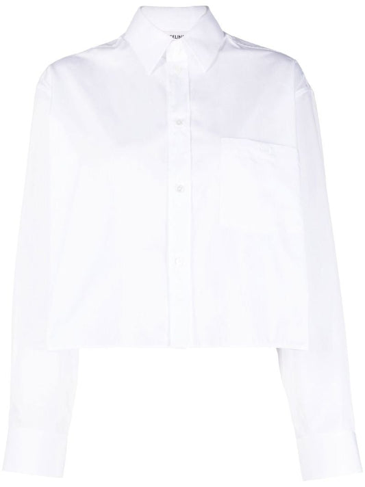 White Cropped Cotton Shirt