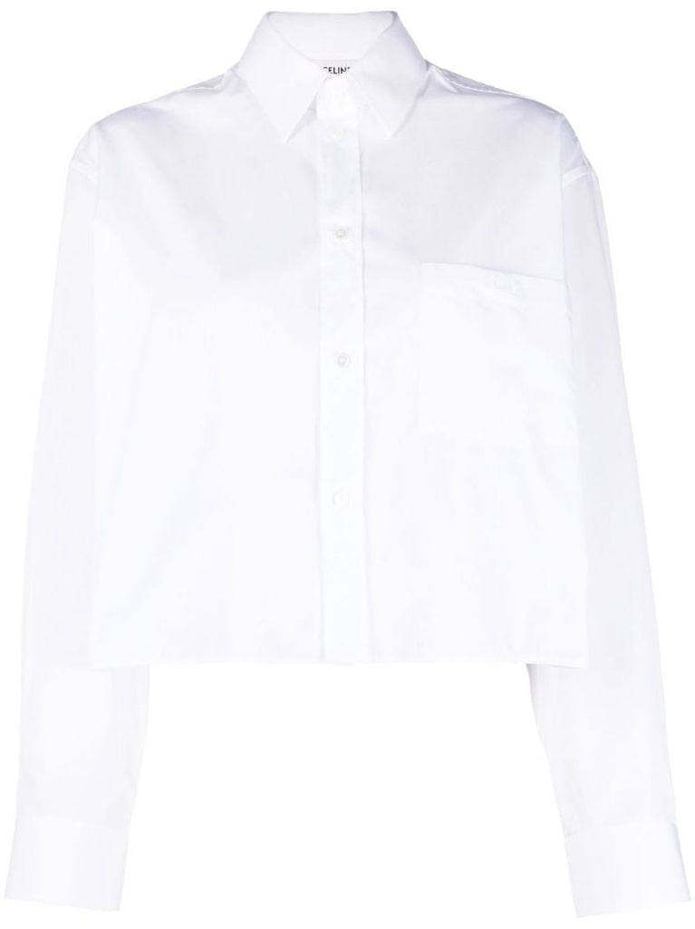 White Cropped Cotton Shirt