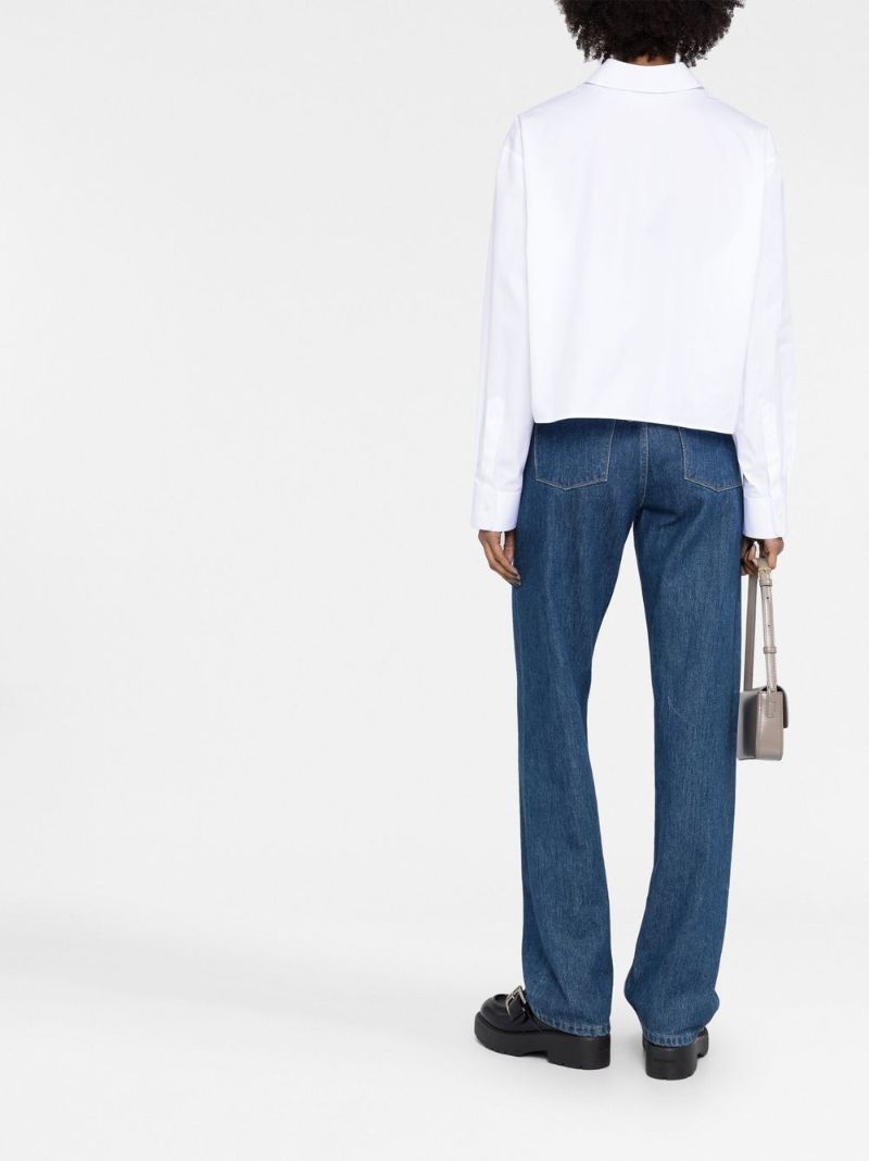White Cropped Cotton Shirt
