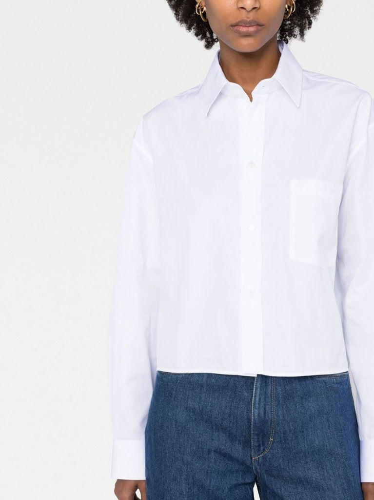 White Cropped Cotton Shirt