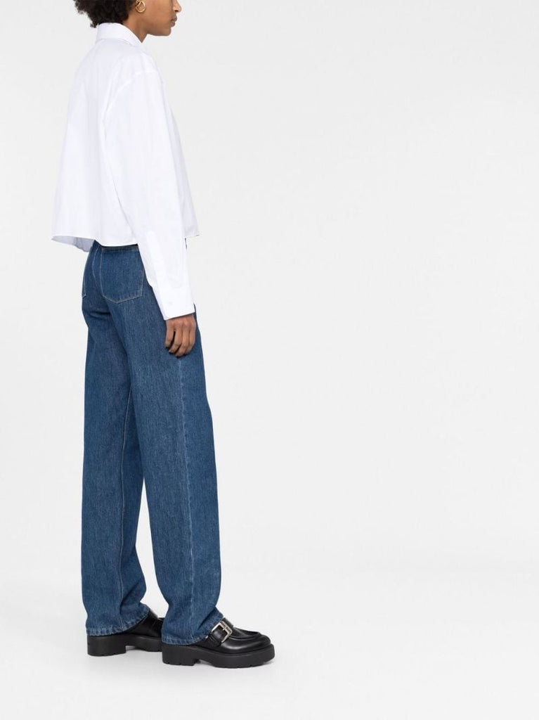 White Cropped Cotton Shirt