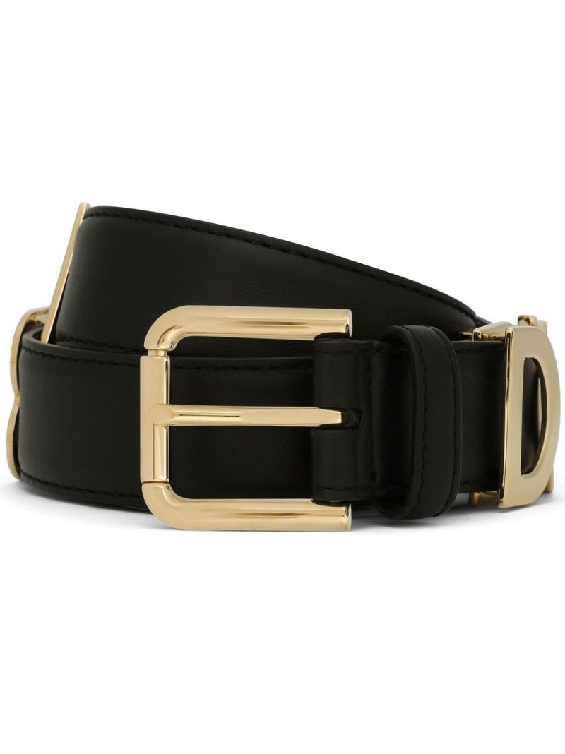 X Kim Kardashian Black Logo Leather Belt