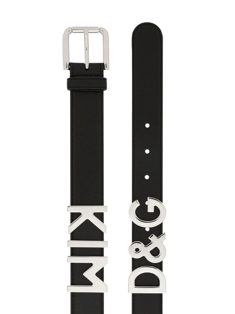 X Kim Kardashian Black Logo Leather Belt