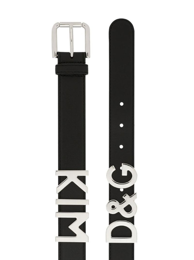 X Kim Kardashian Black Logo Leather Belt
