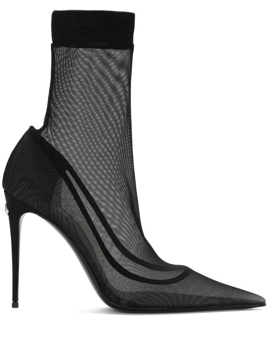 Black Mesh Ankle Boots