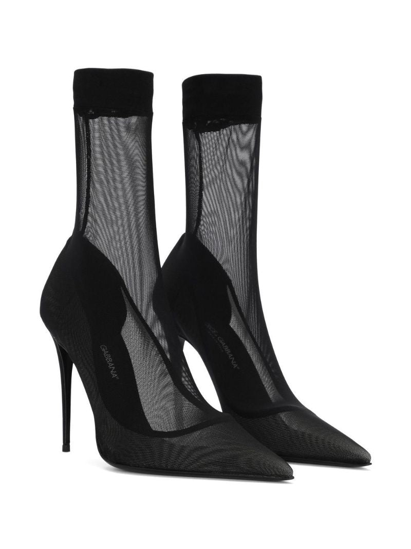 Black Mesh Ankle Boots