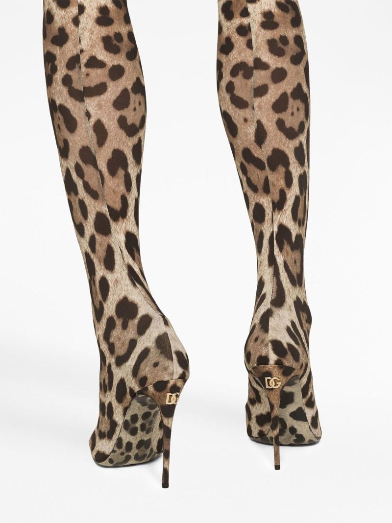 Brown Leopard Print Thigh-high Stiletto Boots