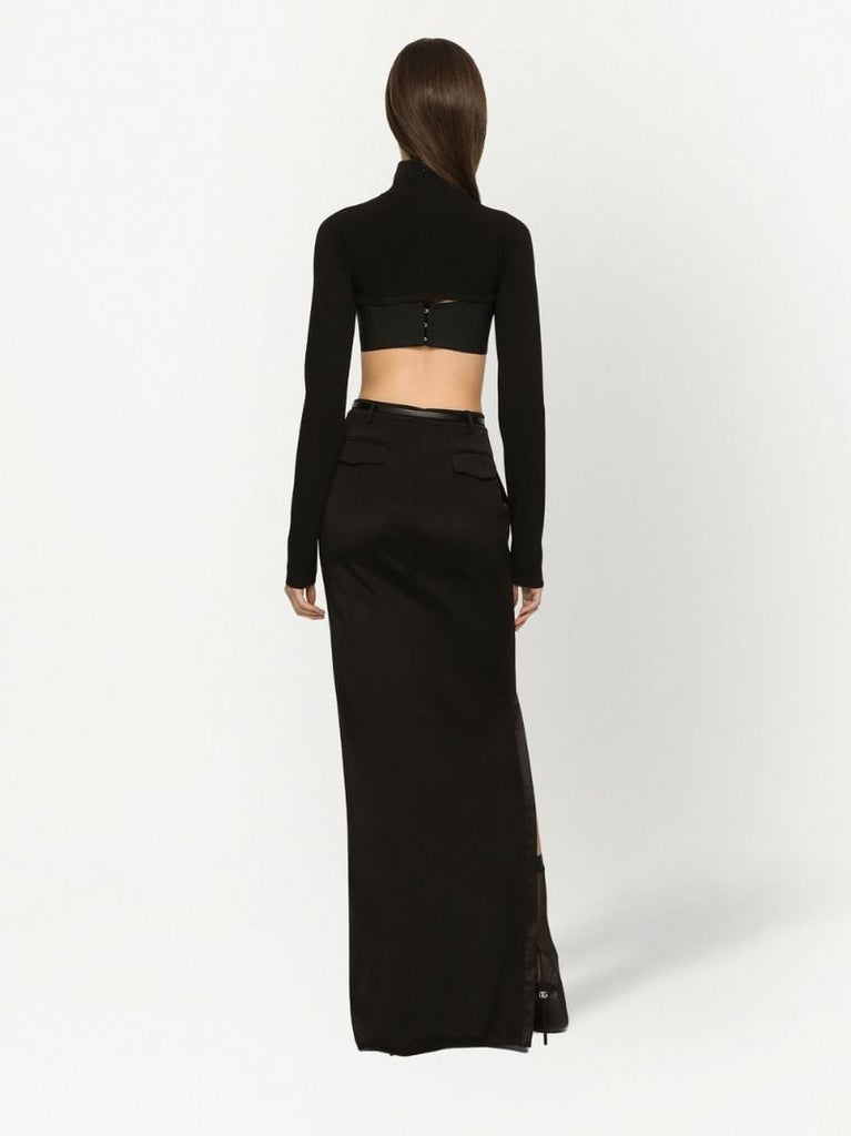 Black Side-slit Maxi Skirt