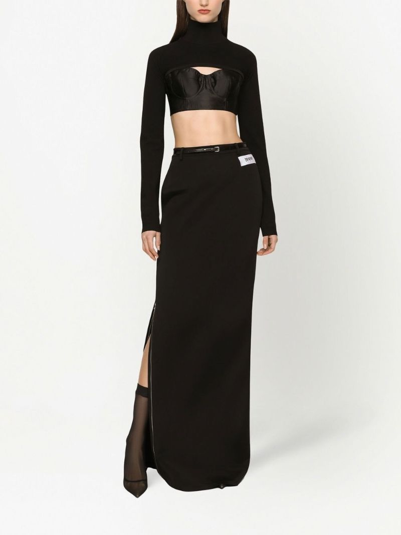 Black Side-slit Maxi Skirt