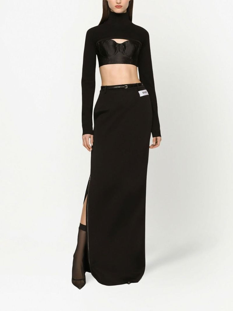 Black Side-slit Maxi Skirt