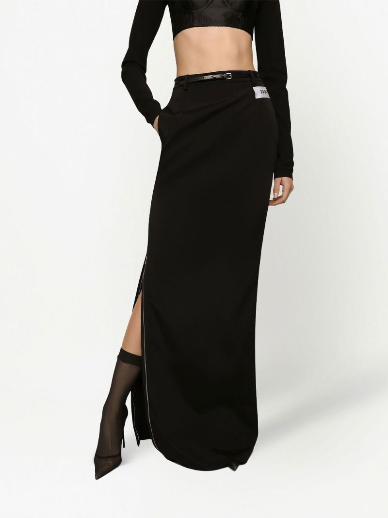 Black Side-slit Maxi Skirt