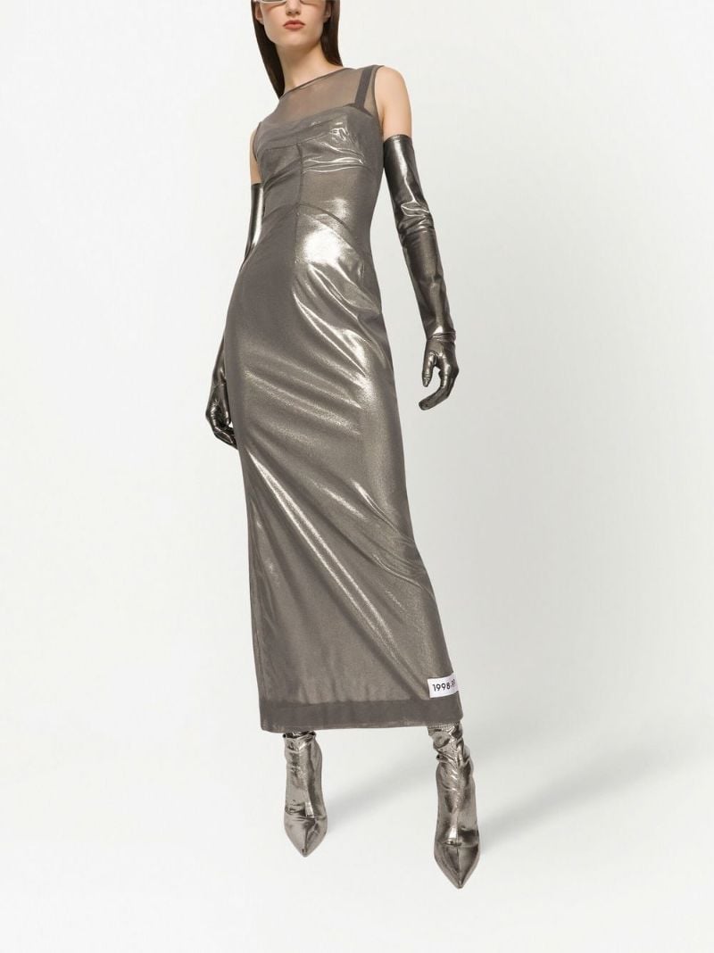 Grey Metallic Sleeveless Dress