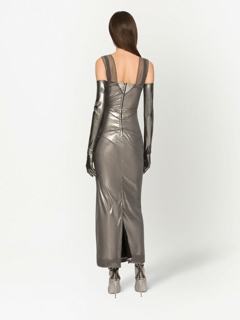 Grey Metallic Sleeveless Dress