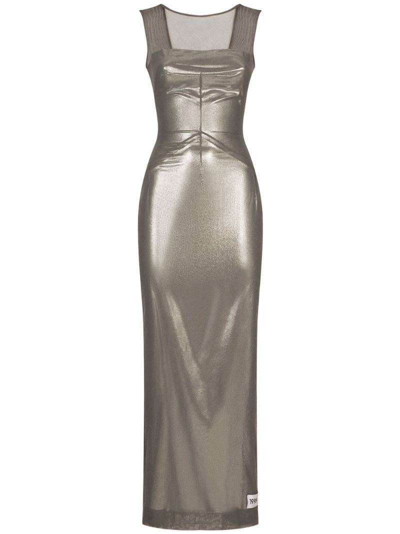 Grey Metallic Sleeveless Dress