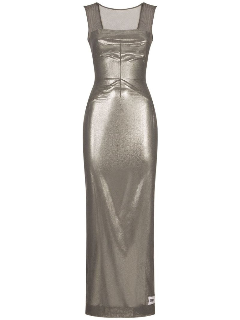Grey Metallic Sleeveless Dress