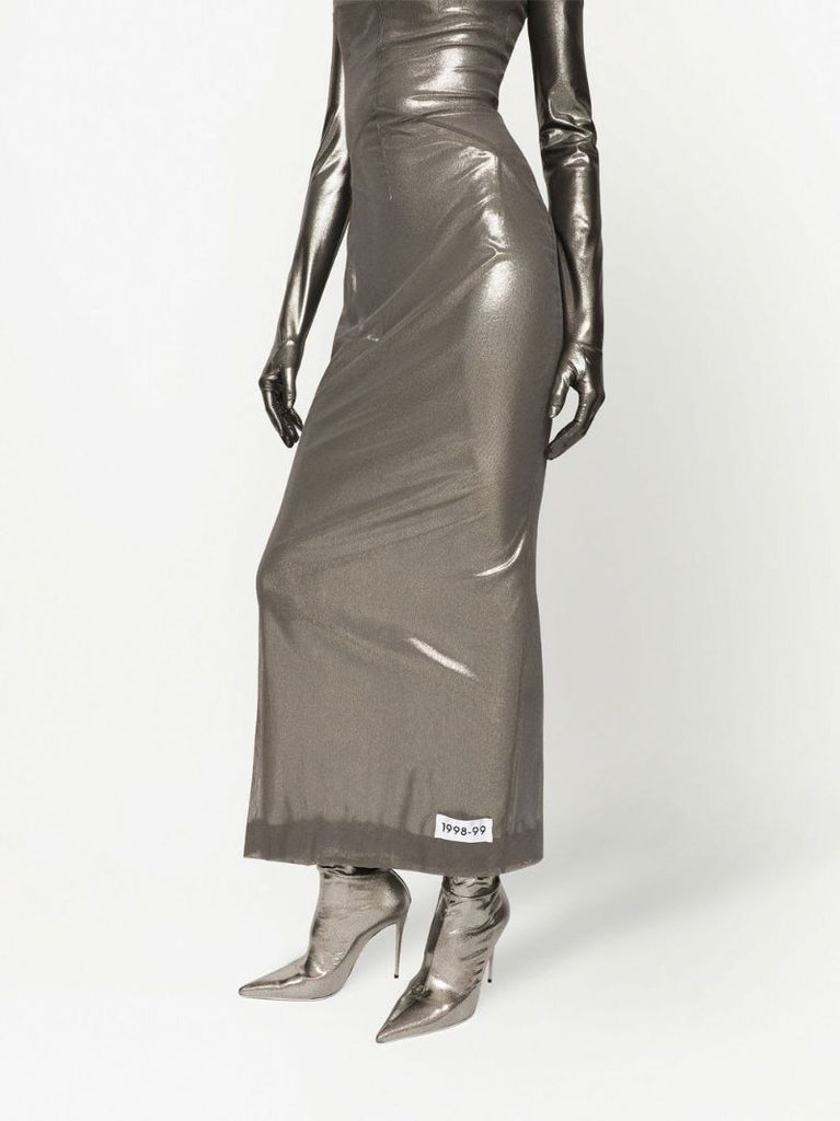 Grey Metallic Sleeveless Dress