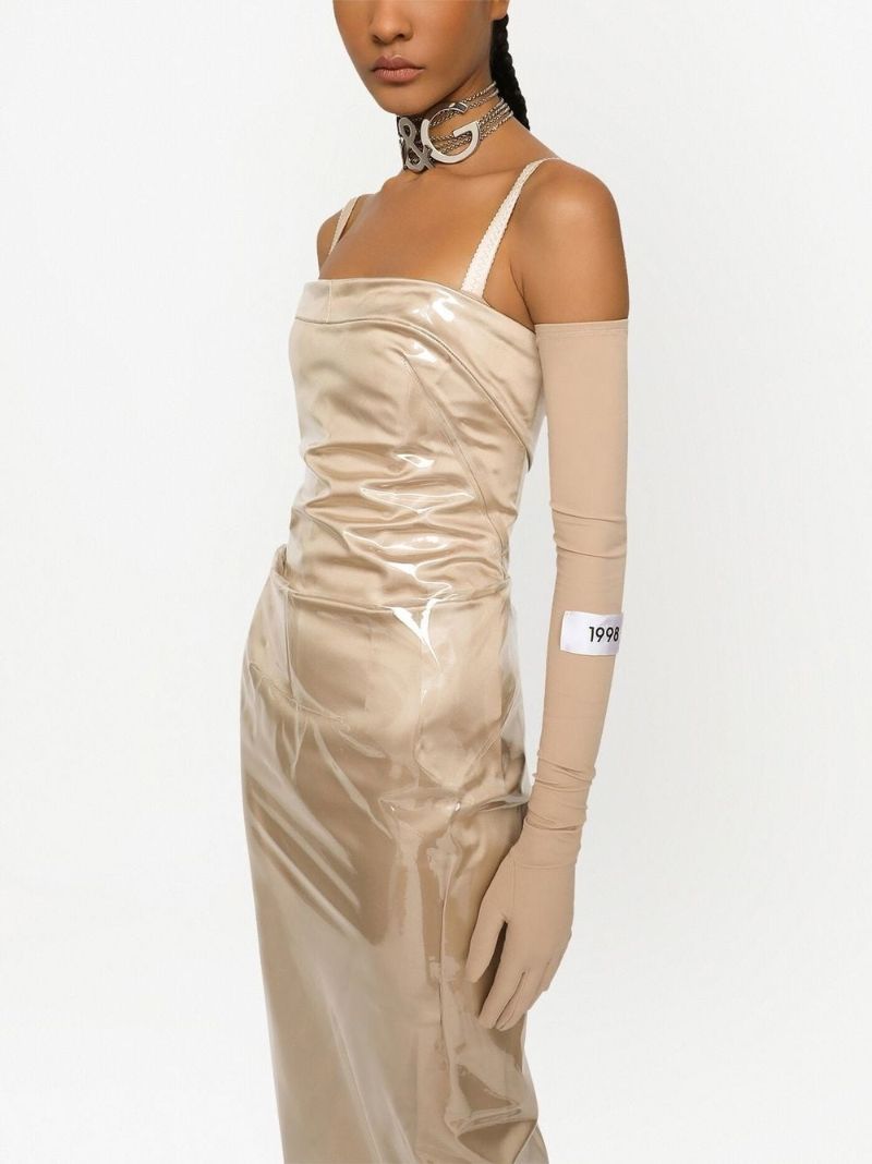 Neutral Draped Midi Dress