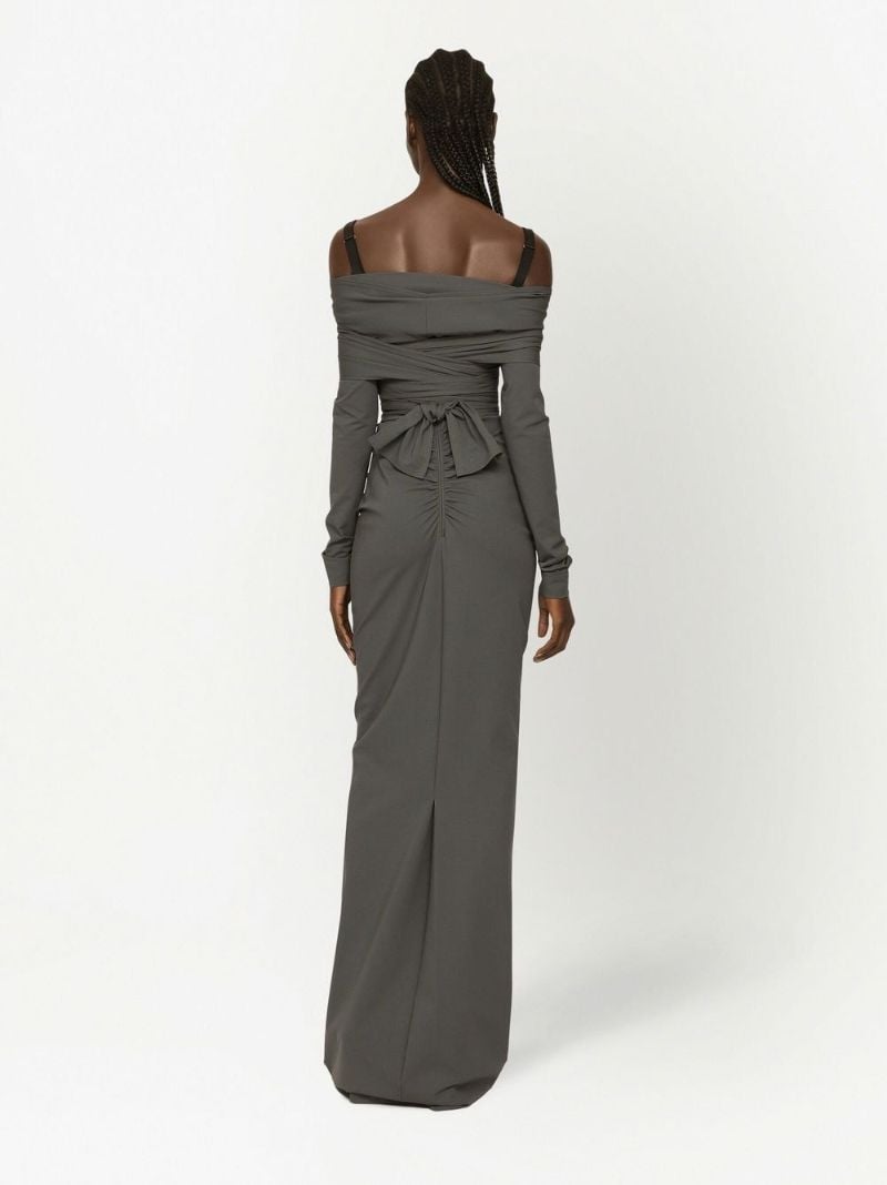 Grey Off-shoulder Maxi Dress