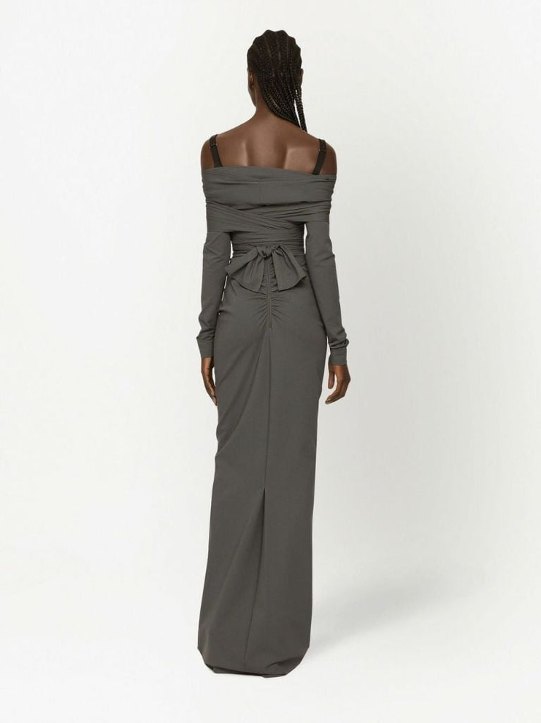 Grey Off-shoulder Maxi Dress