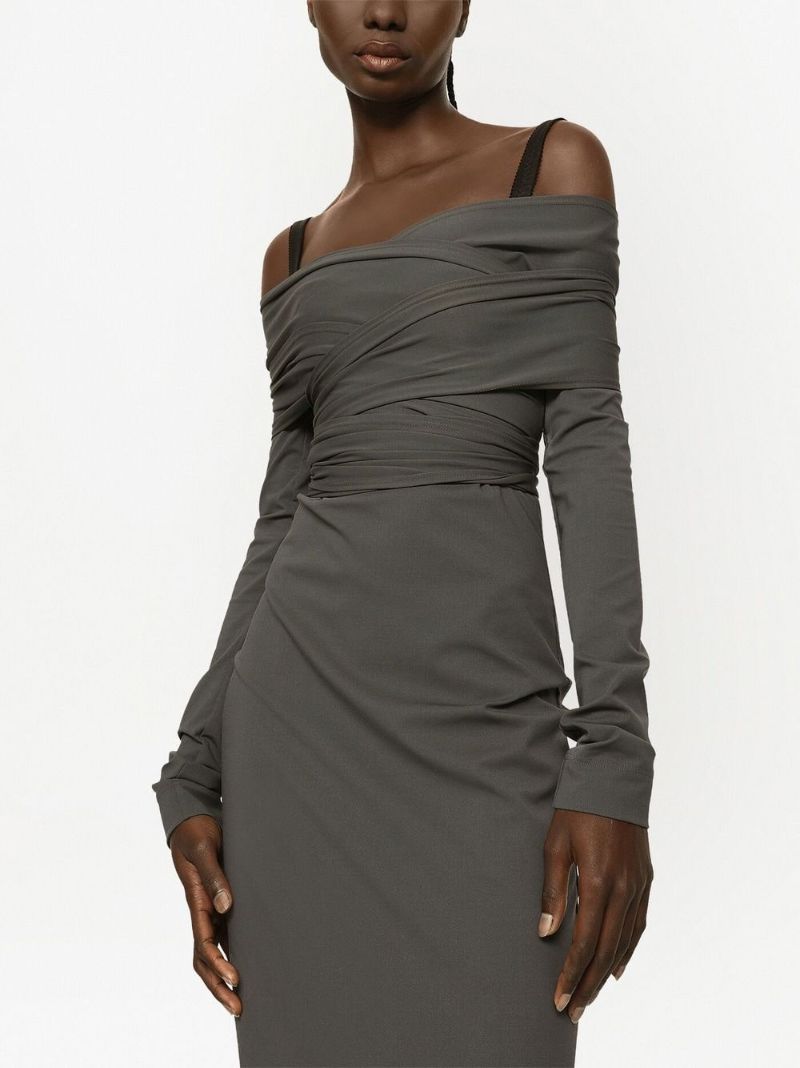 Grey Off-shoulder Maxi Dress