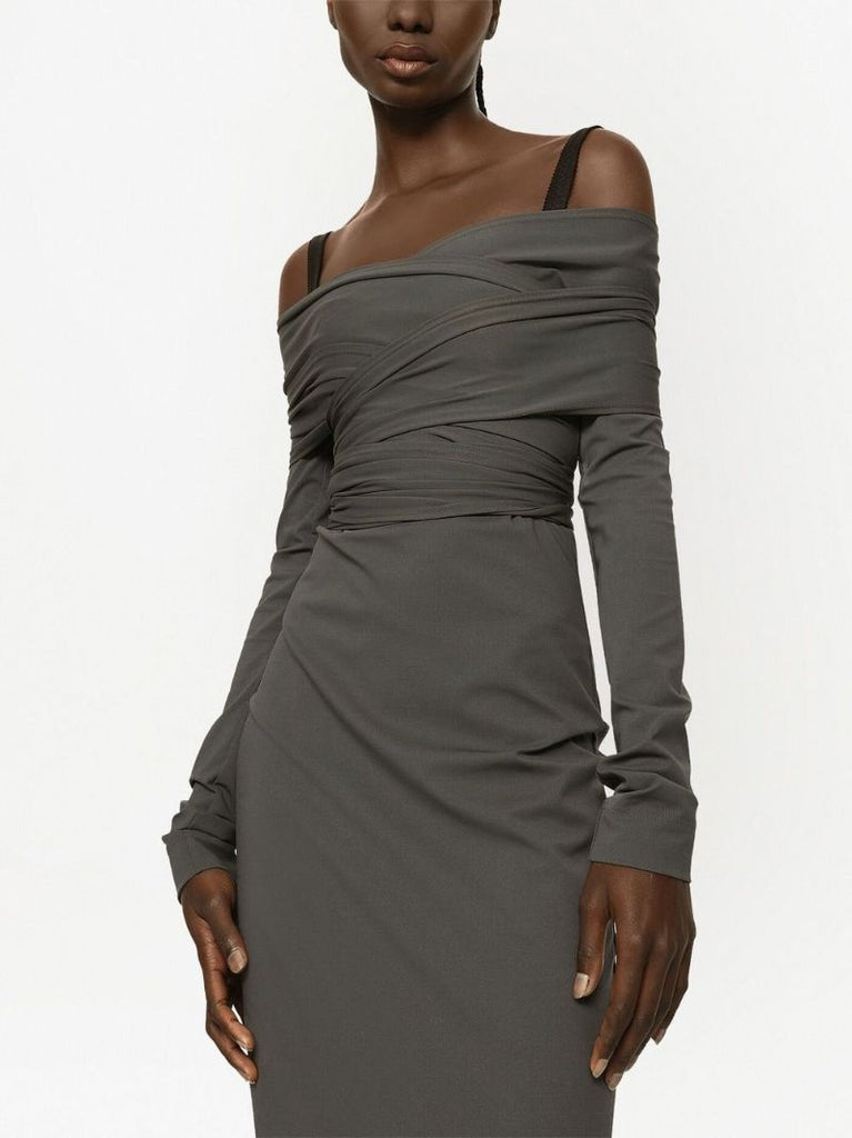 Grey Off-shoulder Maxi Dress