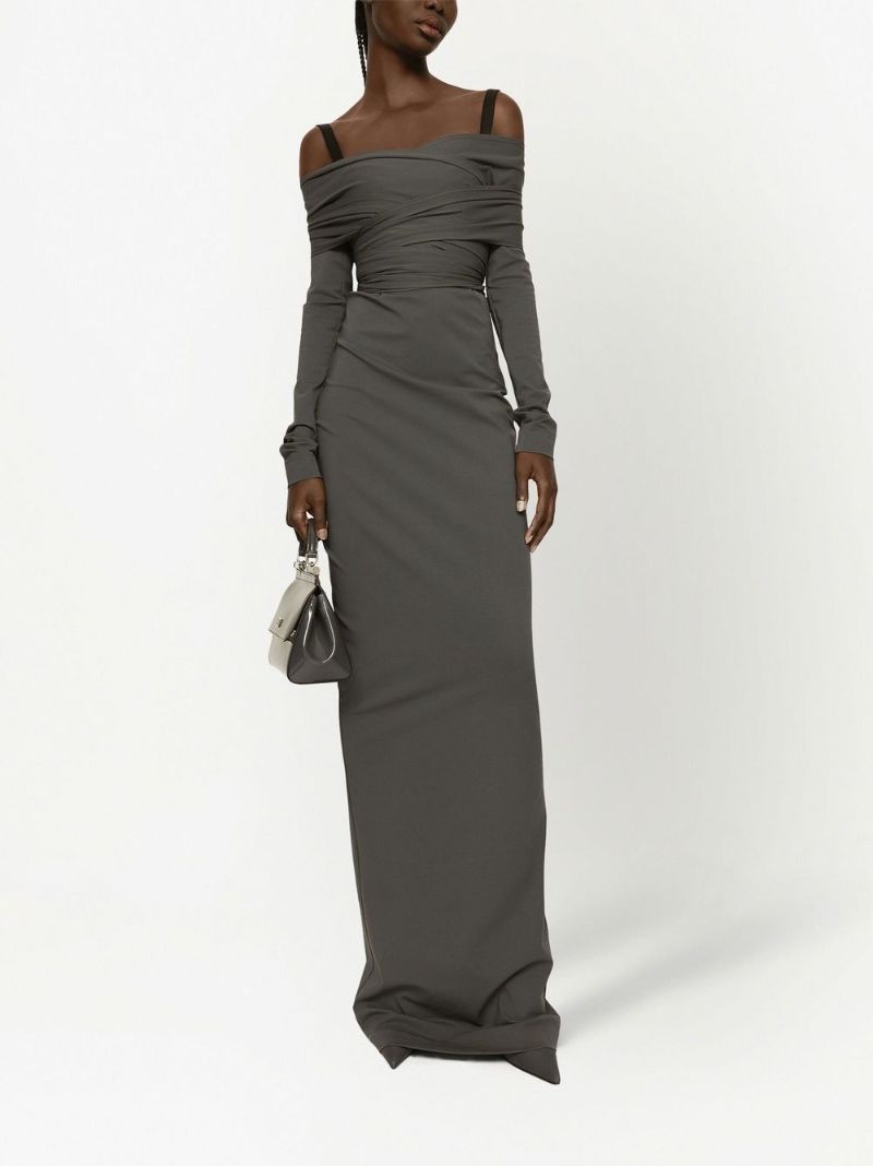Grey Off-shoulder Maxi Dress