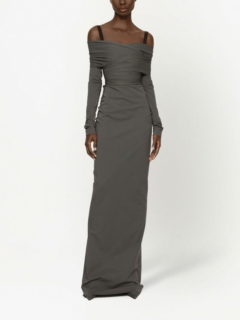 Grey Off-shoulder Maxi Dress