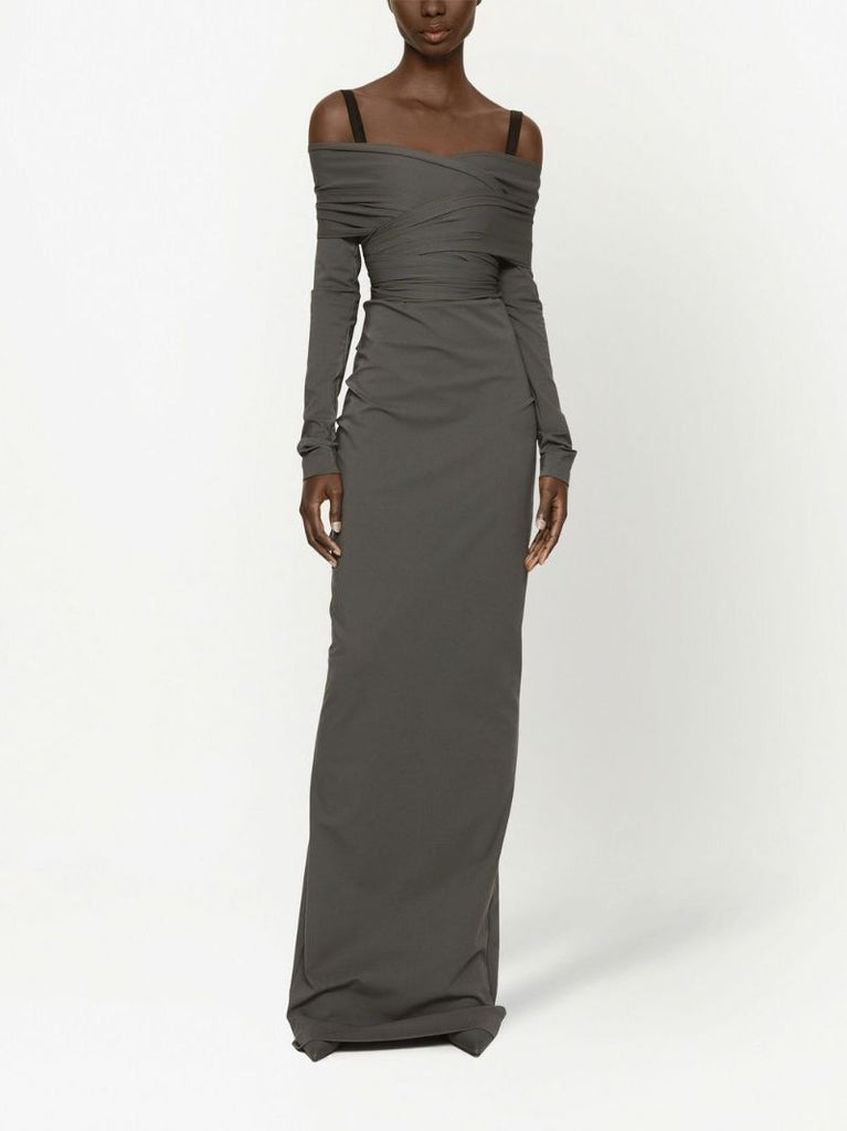 Grey Off-shoulder Maxi Dress