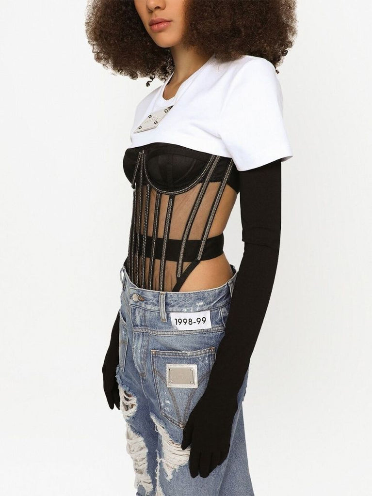 Black Crystal-embellished Corset
