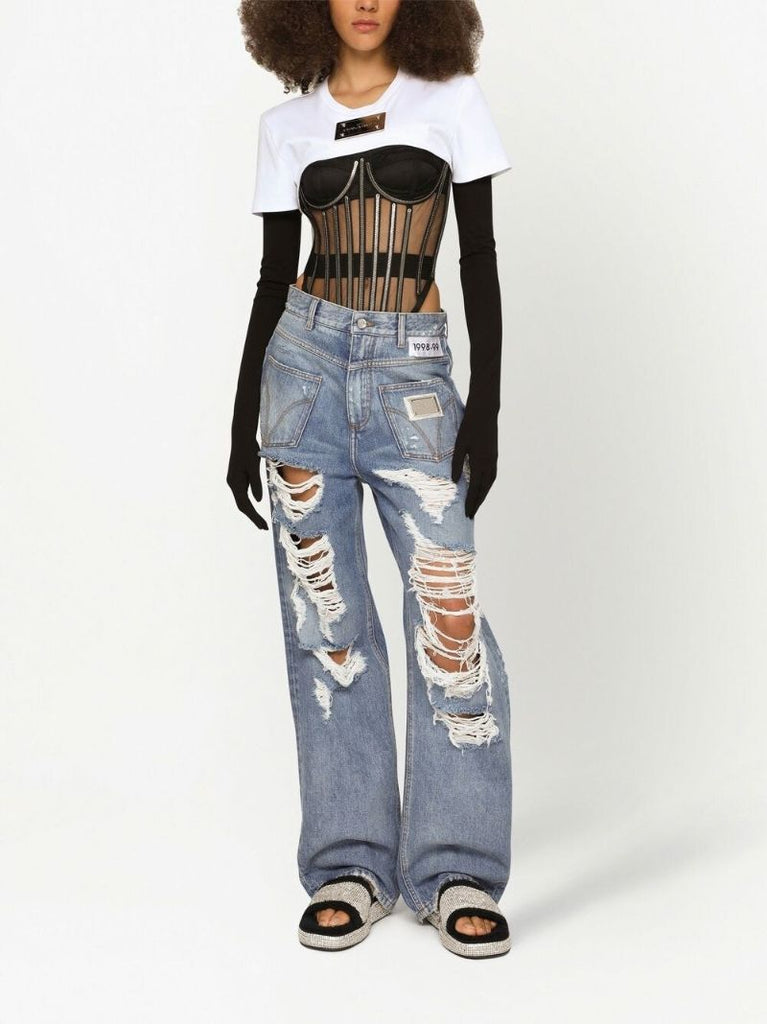 Black Crystal-embellished Corset
