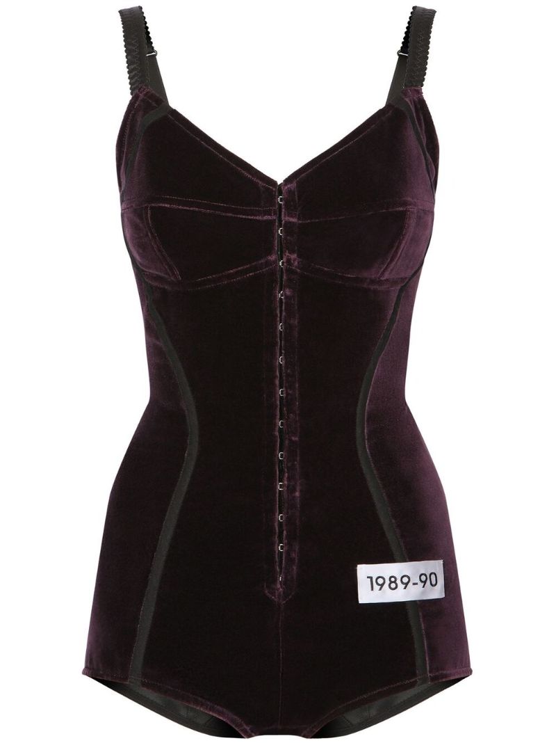 X Kim Kardashian Red Velvet Corset Bodysuit