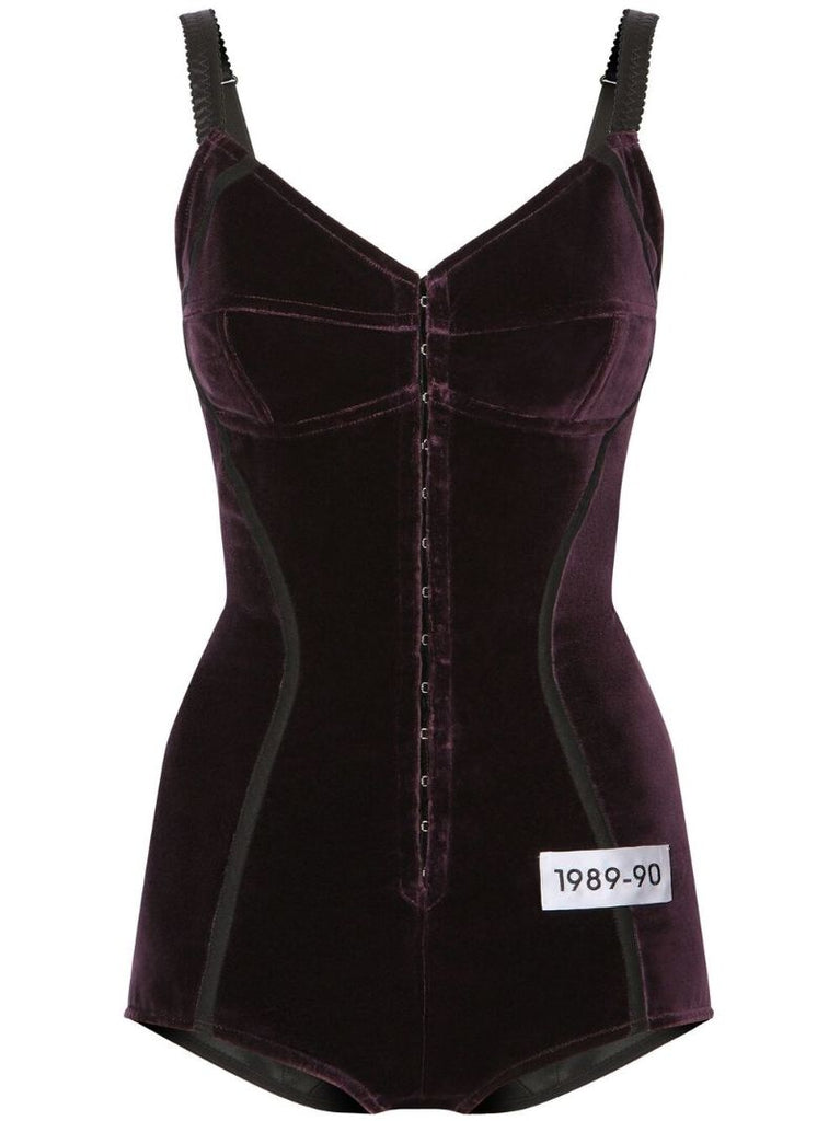 X Kim Kardashian Red Velvet Corset Bodysuit