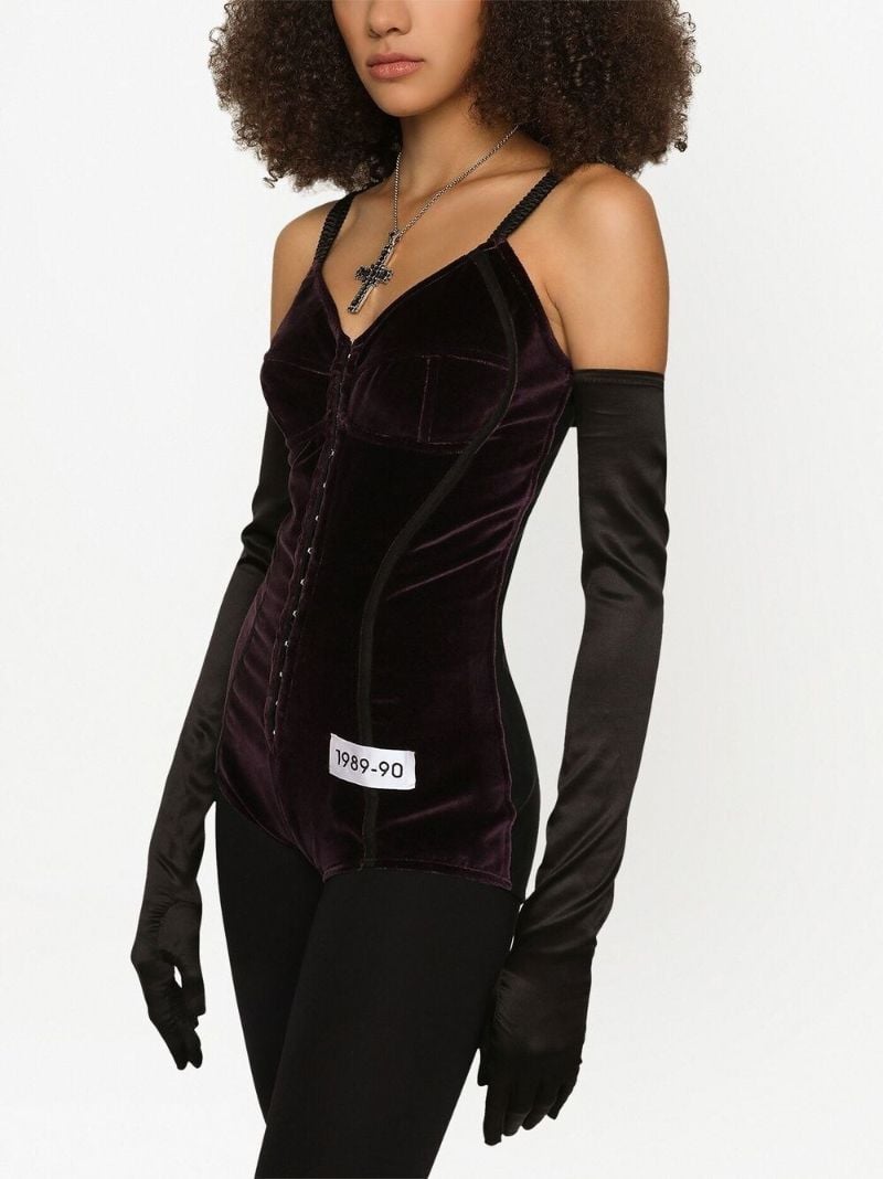 X Kim Kardashian Red Velvet Corset Bodysuit