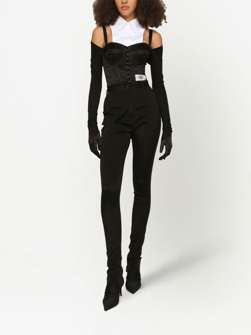 Black Layered-shirt Corset Top