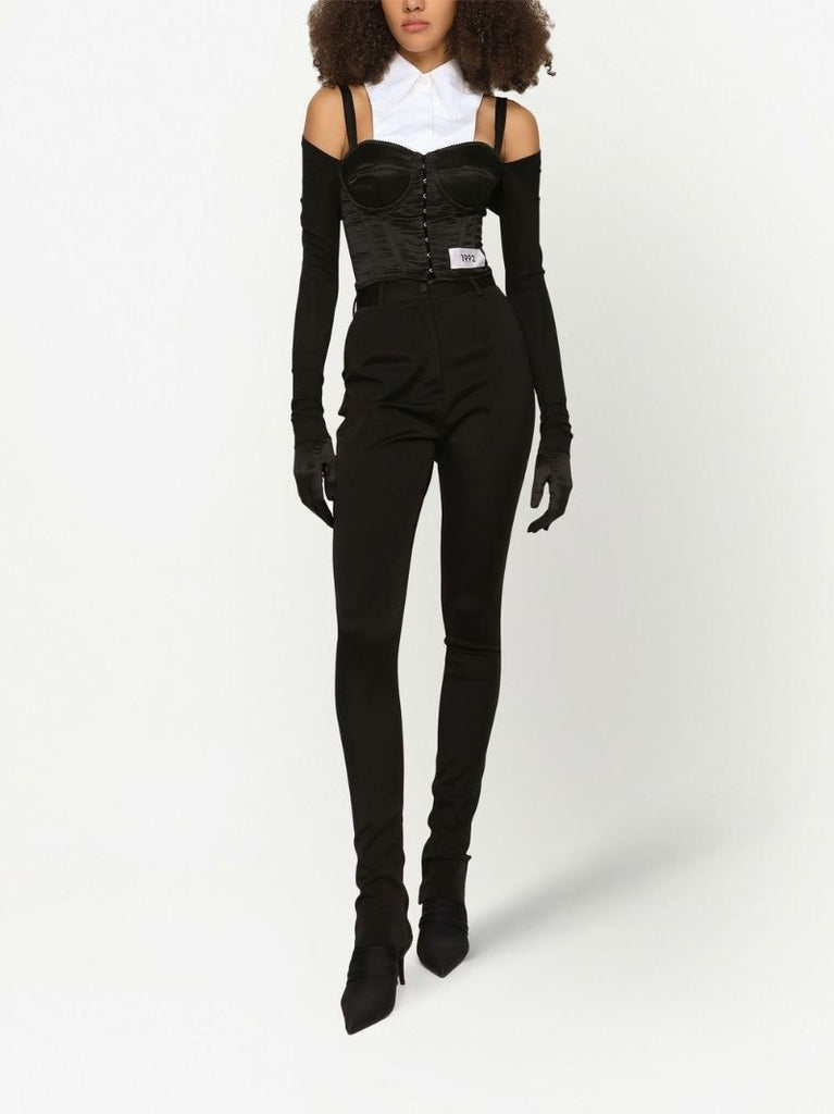 Black Layered-shirt Corset Top