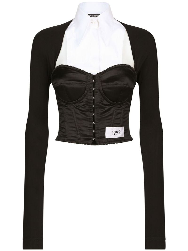 Black Layered-shirt Corset Top