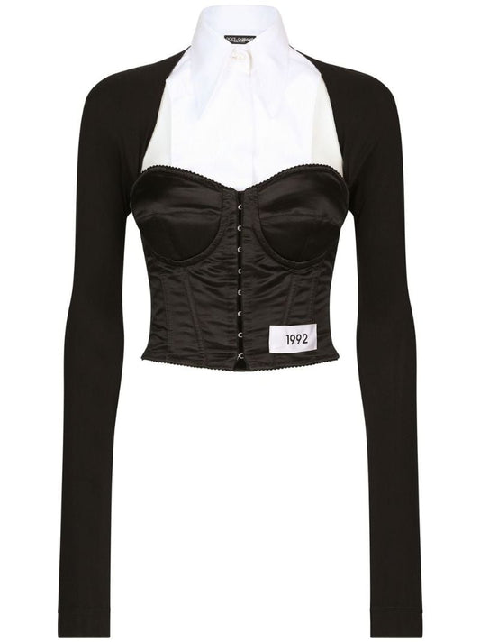 Black Layered-shirt Corset Top